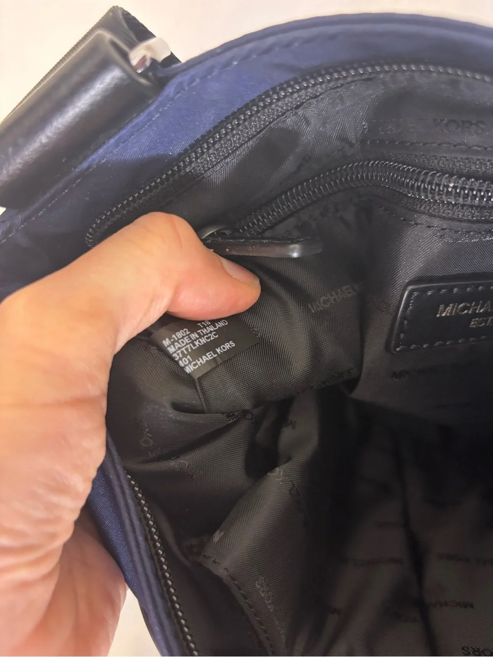 Michael Kors Navy Nylon and Black Crossbody Bag